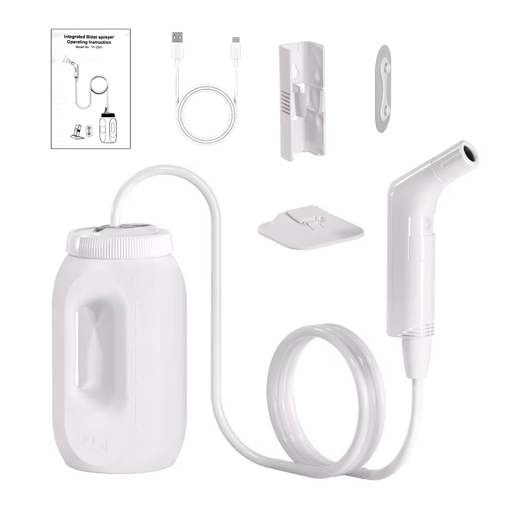 2.5L Portable Electric Bidet Rechargeable Shataf Hand Bidet Butt Sprayer for Personal Hygiene Cleaning Travel Camping Bidet
